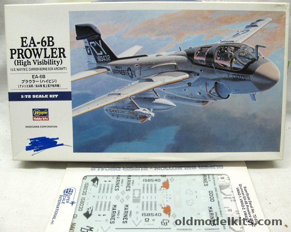 Hasegawa 1/72 Grumman EA-6B Prowler - 'High Visibility' - US Navy VAQ-136 'Gauntlets' USS Midway / VMAQ-2 'Playboys' US Marines - With Super Scale Decals for VMAQ-1 / VMAQ-2 / VMAQ-3, E8 plastic model kit